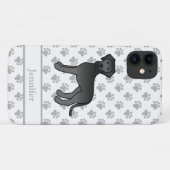 Black Great Dane Niedlich Cartoon Dog & Name Case-Mate iPhone Hülle (Rückseite (Horizontal))