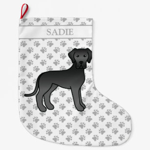 Black Great Dane Niedlich Cartoon Dog & Name Großer Weihnachtsstrumpf