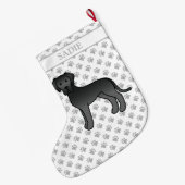 Black Great Dane Niedlich Cartoon Dog & Name Großer Weihnachtsstrumpf (Rückseite (Hängend))