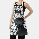 Black Great Dane Niedlich Cartoon Dog & Name Schürze (InSitu)