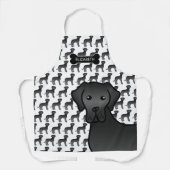 Black Great Dane Niedlich Cartoon Dog & Name Schürze (Vorderseite)