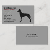 Black Great Dane Silhouette Visitenkarte (Vorne/Hinten)