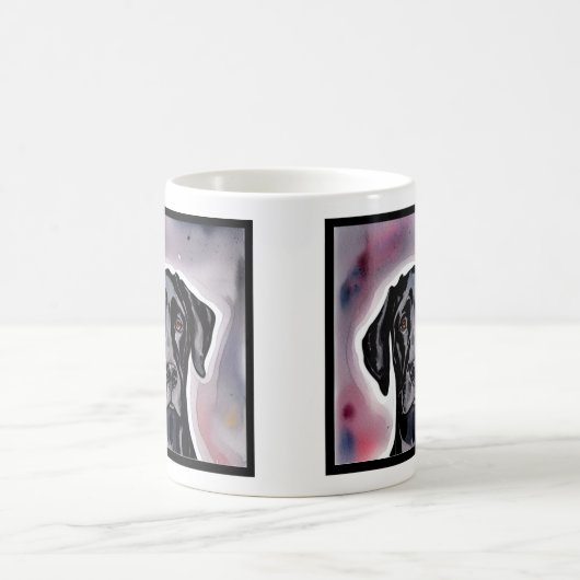 Black Great Dane Watercolor Art Kaffeetasse (Mittel)