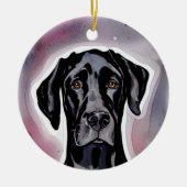 Black Great Dane Watercolor Art Keramik Ornament (Vorne)