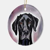 Black Great Dane Watercolor Art Keramik Ornament (Links)