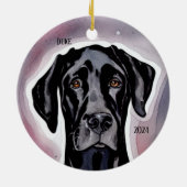 Black Great Dane Watercolor Art Keramik Ornament (Hinten)