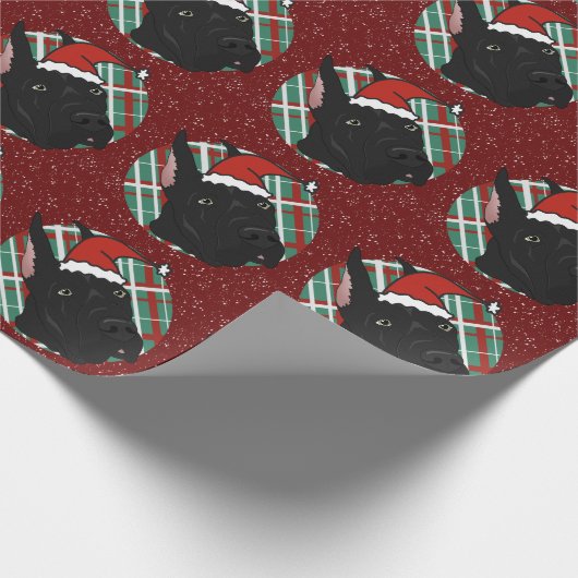 Black Great Dane Weihnachten Geschenkpapier (Ecke)
