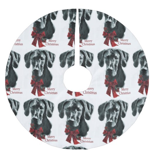 Black Great Dane Weihnachten Polyester Weihnachtsbaumdecke (Vorderseite)