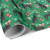 Black Great Dane Weihnachtshund Geschenkpapier (Rolleneckpunkt)