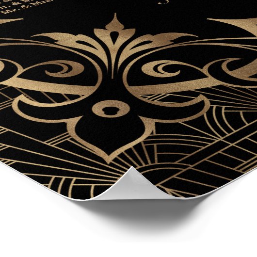 Black Great Gatsby Art Deco 1920s Seating Chart Poster (Ecke)