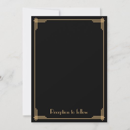 Black Great Gatsby Art Deco Einladungen für Hochze (Rückseite)