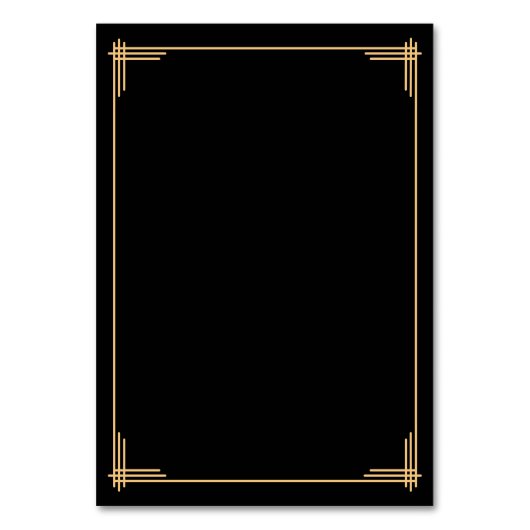 Black Great Gatsby Art Deco Hochzeiten Platzkarten Tischnummer (Rückseite)