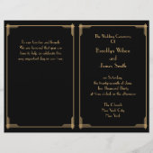 Black Great Gatsby Art Deco Hochzeitsprogramm (Vorderseite)