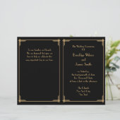 Black Great Gatsby Art Deco Hochzeitsprogramm (Stehend Vorderseite)