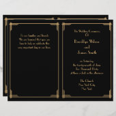 Black Great Gatsby Art Deco Hochzeitsprogramm (Vorne/Hinten)