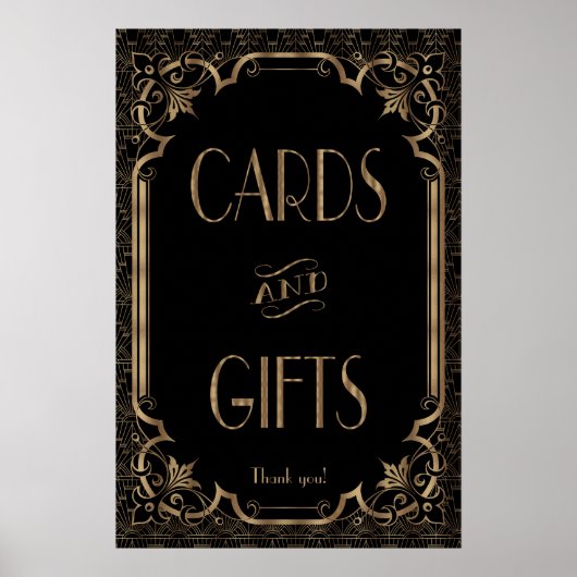 Black Great Gatsby Art Deco Karten und Geschenke Z Poster (Vorne)