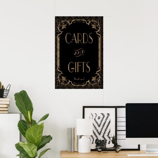 Black Great Gatsby Art Deco Karten und Geschenke Z Poster (Heimbüro)