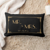 Black Great Gatsby Art Deco Lumbar Hochzeitskissen Lendenkissen (Decke)