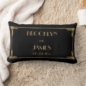 Black Great Gatsby Art Deco Lumbar Hochzeitskissen Lendenkissen (Decke)