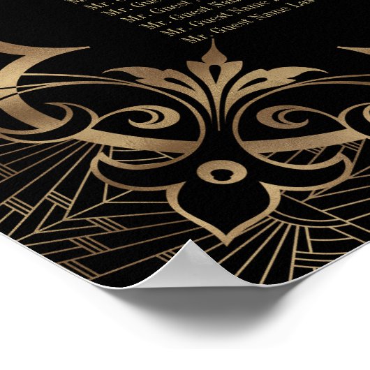 Black Great Gatsby Art Deco Seating Chart 2 der 19 Poster (Ecke)