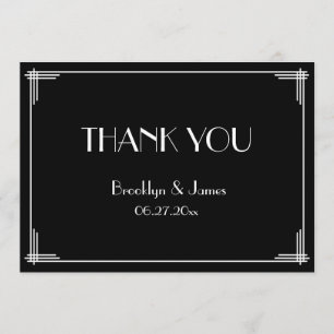 Black Great Gatsby Art Deco Wedding Dankeschön Kar Dankeskarte