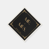 Black Great Gatsby Art Deco Wedding Napkins Serviette (Ecke)