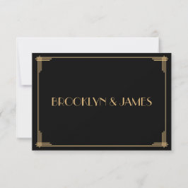 Black Great Gatsby Art Deco Wedding RSVP Card Karte