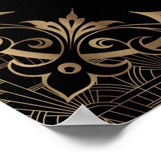 Black Great Gatsby Art Deco Wedding Willkommenszei Poster (Ecke)