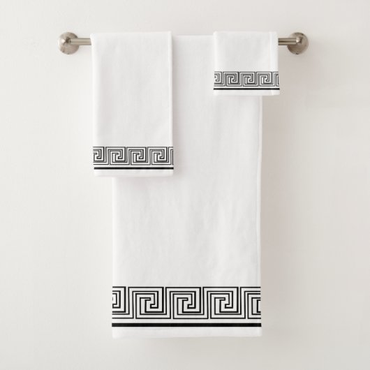Black Grecian Frieze Design Badhandtuch Set (Insitu)