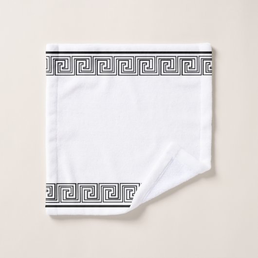 Black Grecian Frieze Design Badhandtuch Set (Waschlappen)