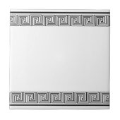 Black Grecian Frieze Pattern Fliese (Vorderseite)