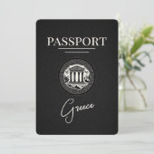 Black Greece Passport Save the Date Karte (Stehend Vorderseite)