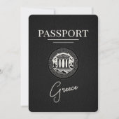 Black Greece Passport Save the Date Karte (Vorderseite)