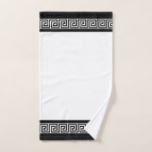 Black Greek Pattern on Black and White Badhandtuch Set (Handtuch)