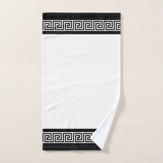 Black Greek Pattern on Black and White Badhandtuch Set (Handtuch)