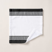 Black Greek Pattern on Black and White Badhandtuch Set (Waschlappen)