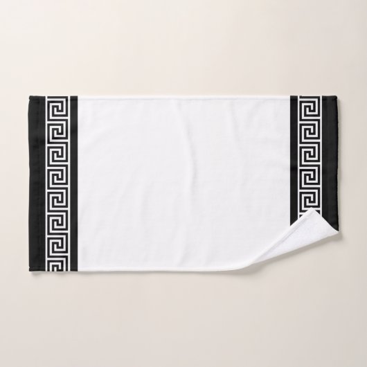 Black Greek Pattern on Black and White Badhandtuch Set (Handtuch)