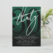 Black Green 30-jähriges Party Einladung (Stehend Vorderseite)