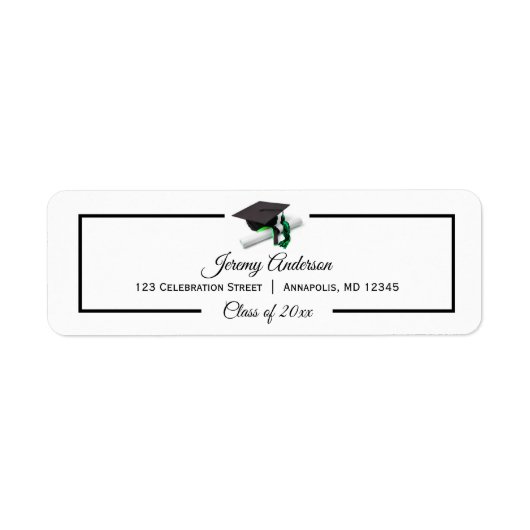 Black Green Abschluss Class Cap & Tassel-Adresse (Vorne)