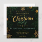 Black Green and Gold Classic Christmas Invitation Einladung (Vorne/Hinten)