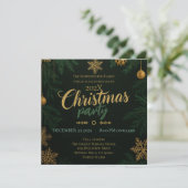 Black Green and Gold Classic Christmas Invitation Einladung (Stehend Vorderseite)