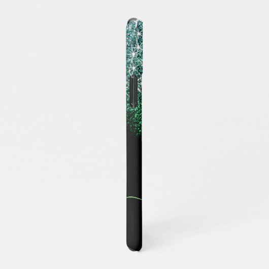 Black Green Aqua Imitats Glitzer Kalligrafie Name iPhone Hülle (Rechte Seite)