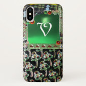 BLACK GREEN ART NOUVEAU GEMSTONE MONOGRAM Emerald Case-Mate iPhone Hülle (Rückseite)