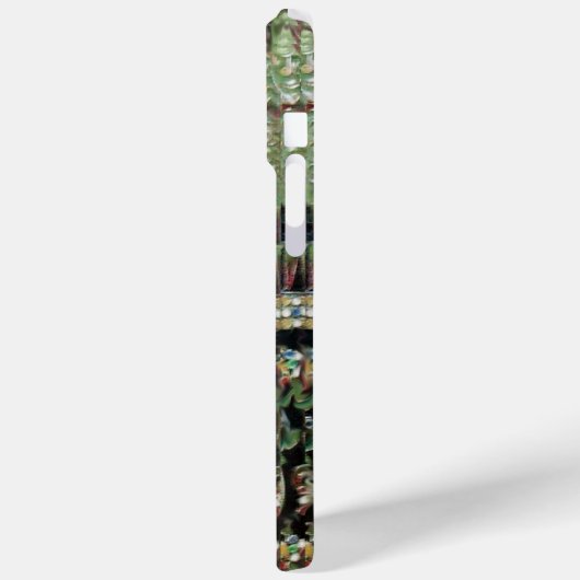 BLACK GREEN ART NOUVEAU GEMSTONE MONOGRAM, Red Rub Case-Mate iPhone Hülle (Rückseite / Links)