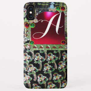 BLACK GREEN ART NOUVEAU GEMSTONE MONOGRAM, Red Rub Case-Mate iPhone Hülle