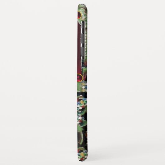 BLACK GREEN ART NOUVEAU GEMSTONE MONOGRAM, Red Rub Case-Mate iPhone Hülle (Hinten/Links)