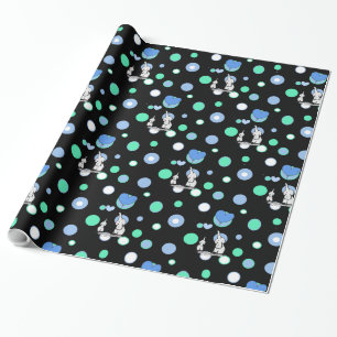 Black Green Blue Elephants Holloons Geschenk W Geschenkpapier