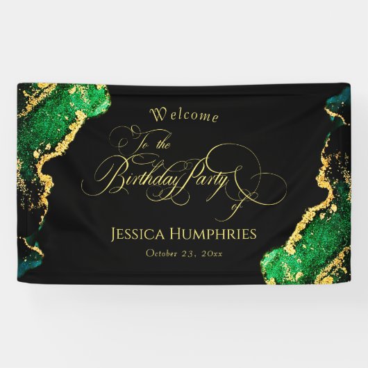 Black Green Bronze Gold Geburtstag  Banner (Horizontal)