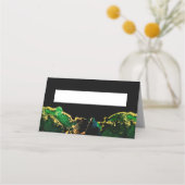 Black Green Bronze Gold Wedding Platzkarte (Vorderseite)