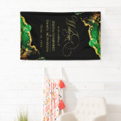Black Green Bronze Gold Wedding Willkommen Banner (Insitu)